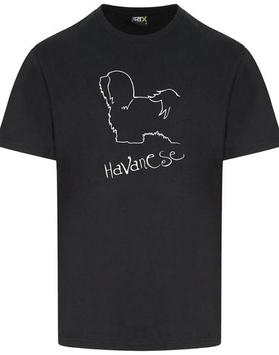 Unisex Roundneck T-shirt featuring a detailed Havanese graphic – stylish and comfortable apparel for Havanese lovers.