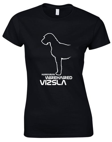 Hungarian Wirehaired Vizsla Female Roundneck T-shirt featuring exclusive breed artwork, premium cotton fabric, and a tailored feminine fit.