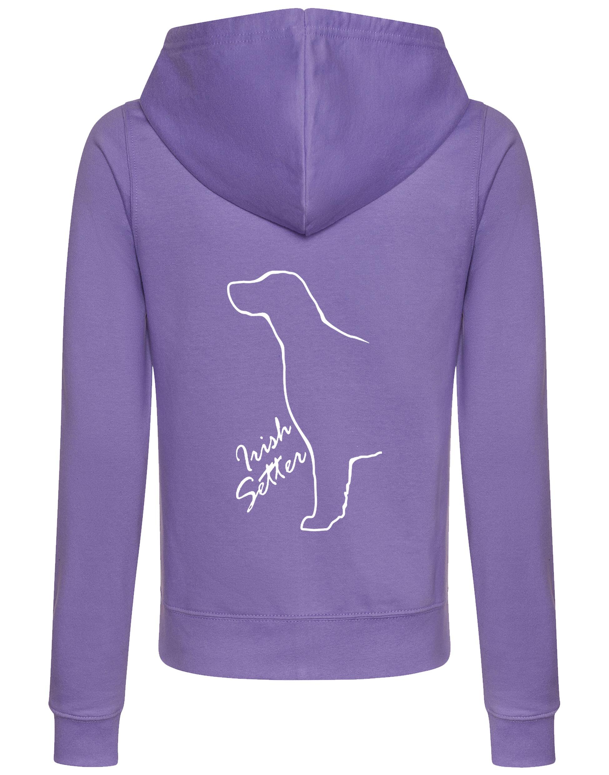 Irish Setter Women’s Zipped Hoodie featuring exclusive breed artwork, breathable fabric, and a full-zip design for comfort and style.
