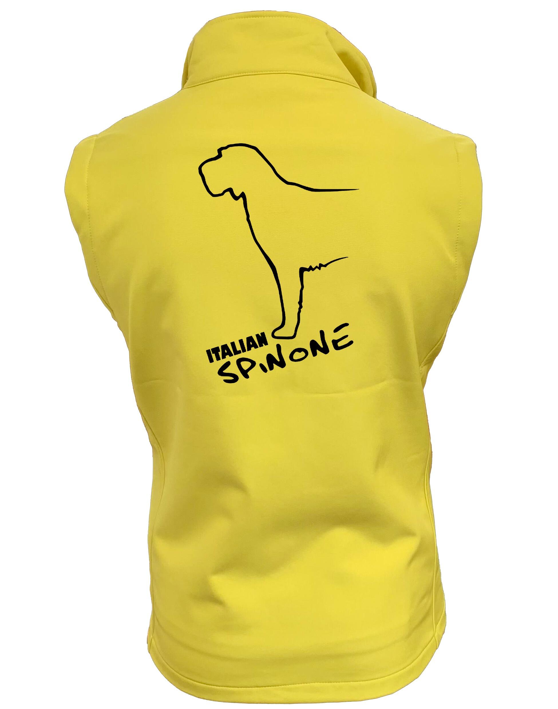 Unisex softshell gilet featuring Italian Spinone breed design, fleece lining, water-resistant fabric, and full-zip front for all-day comfort and warmth.