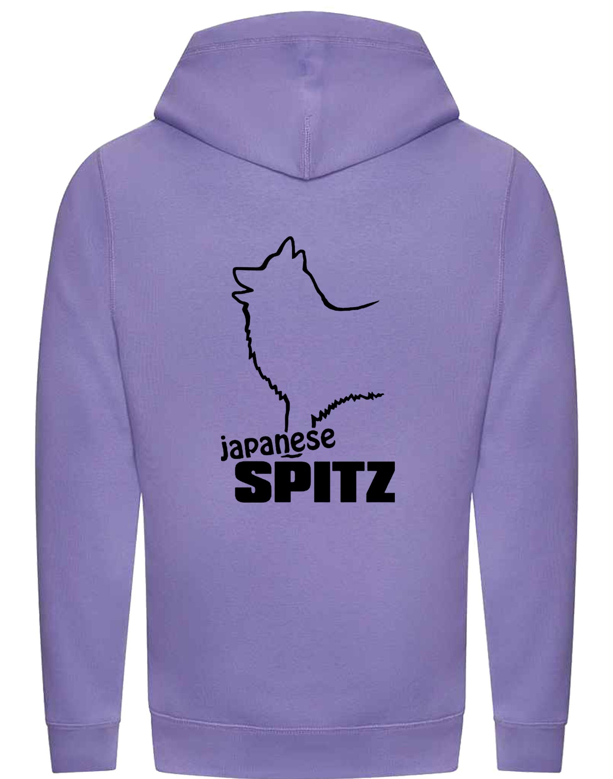 Unisex crossneck hoodie featuring exclusive Japanese Spitz artwork, designed for breed enthusiasts.