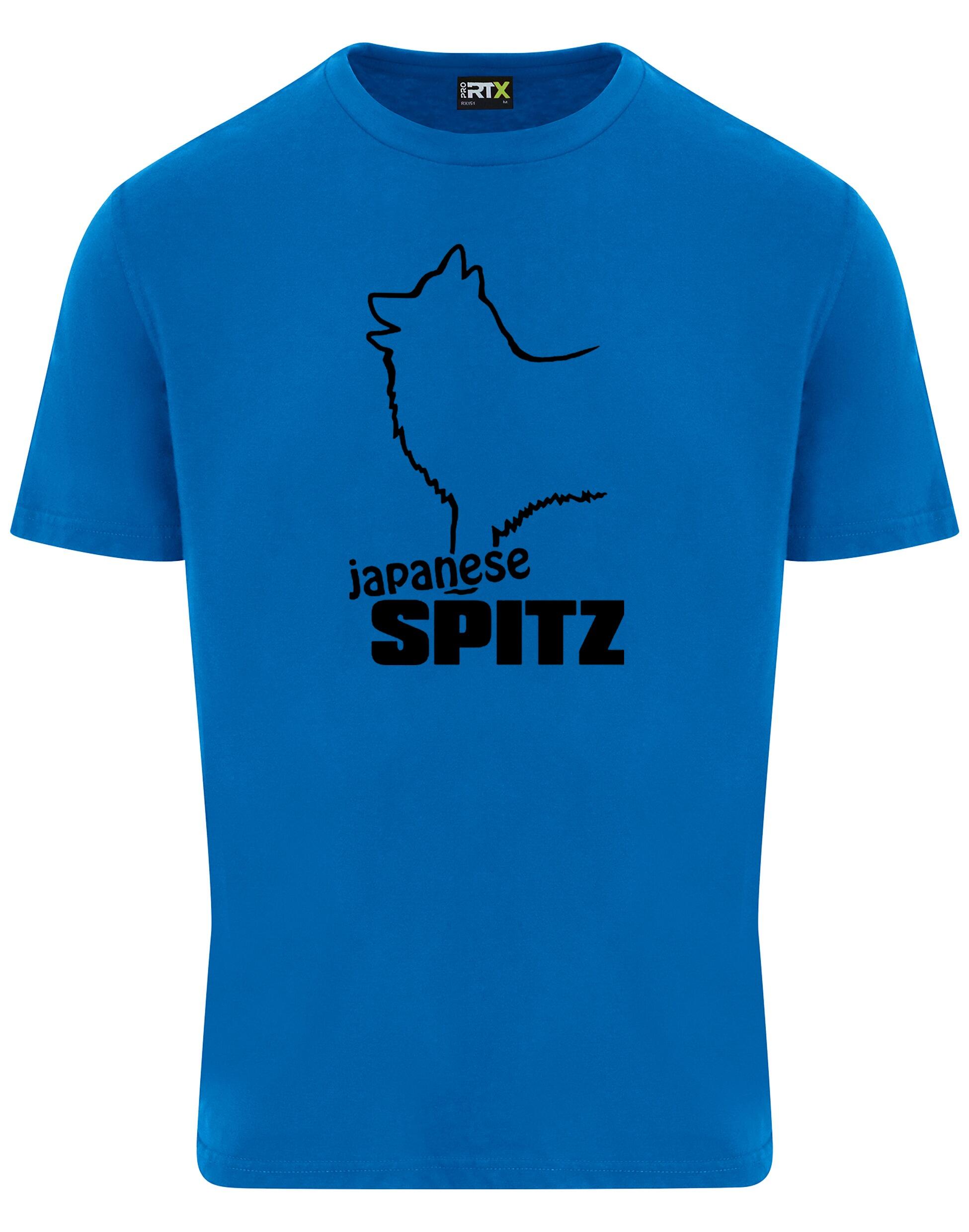 Unisex roundneck T-shirt with exclusive Japanese Spitz artwork, perfect for breed enthusiasts.