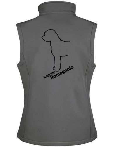 Womens softshell jacket featuring an exclusive Lagotto Romagnolo design, water-resistant fabric, and fleece-lined warmth for comfort and style.