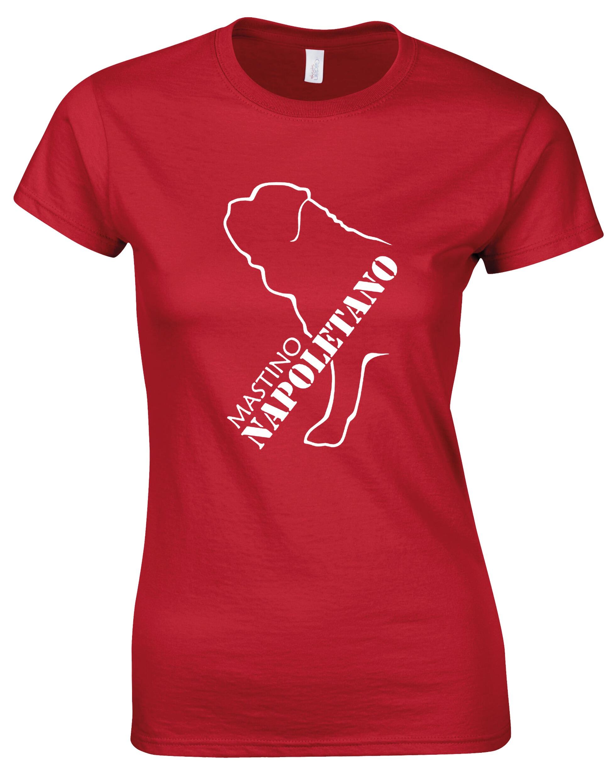 Mastino Napoletano Female Roundneck T-shirt with exclusive breed artwork, soft breathable cotton, and a tailored feminine fit.
