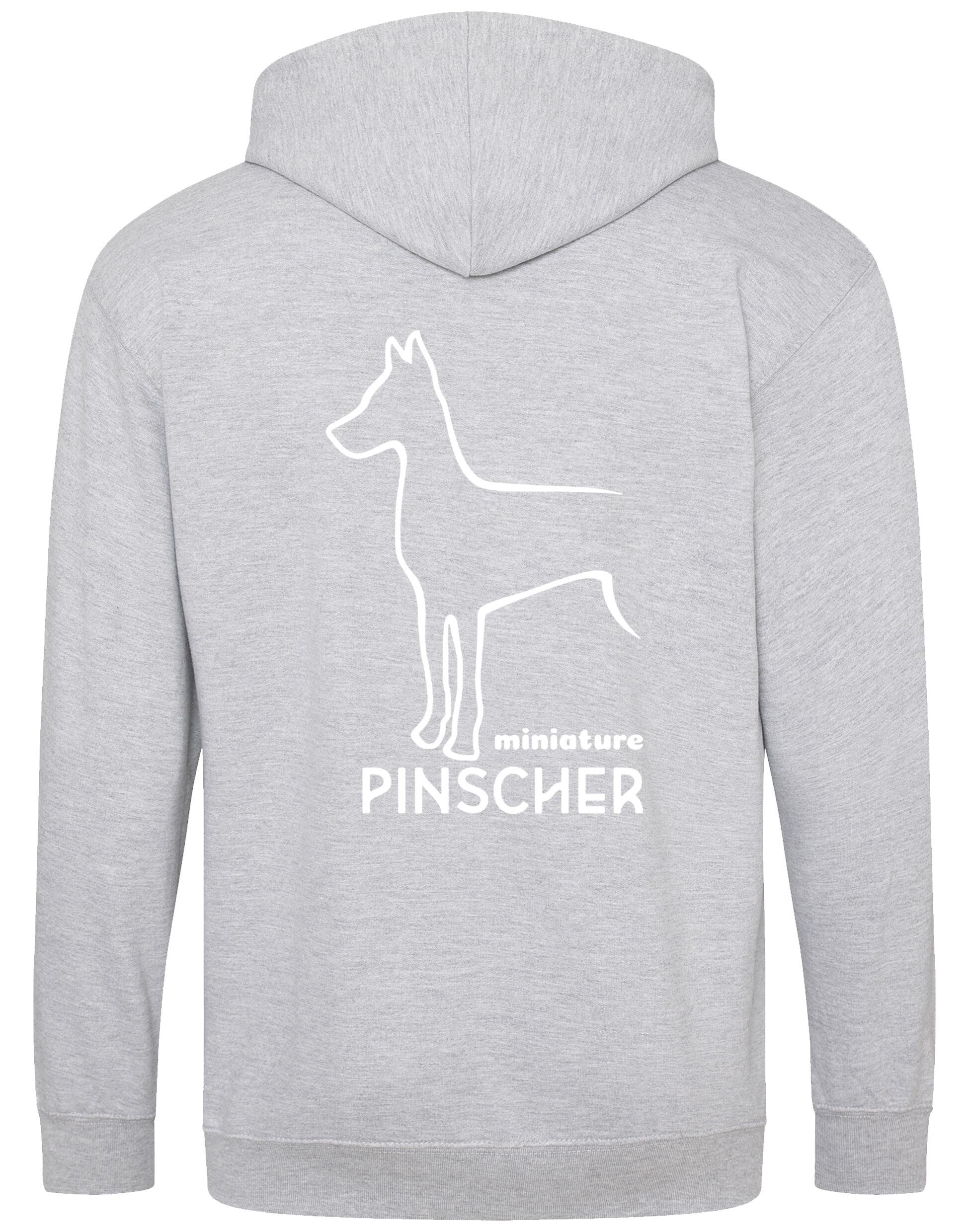 Miniature Pinscher Zipped Hoodie with exclusive breed design, soft fleece lining, and customisation options.