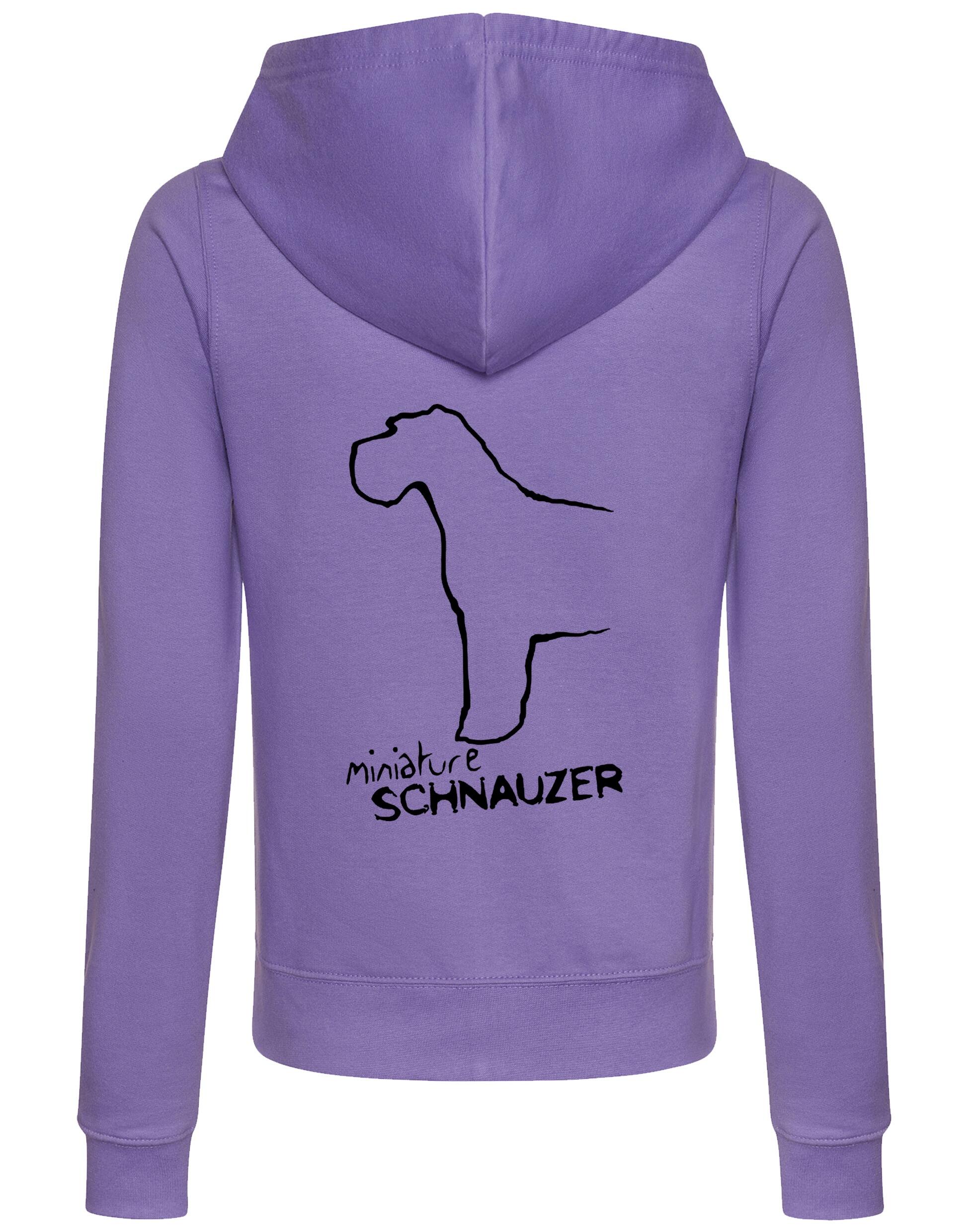 Miniature Schnauzer Women’s Zipped Hoodie with exclusive breed artwork, full-zip design, and cosy hood for dog lovers.