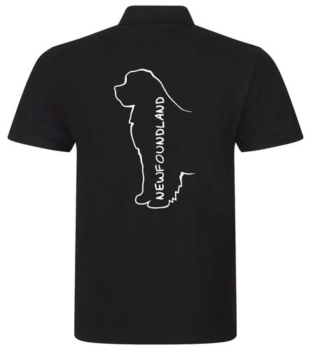 Unisex Cotton Polo featuring exclusive Newfoundland dog breed design on the back, crafted from breathable, soft premium cotton with a relaxed fit, perfect for casual outings, dog events, and everyday comfort.