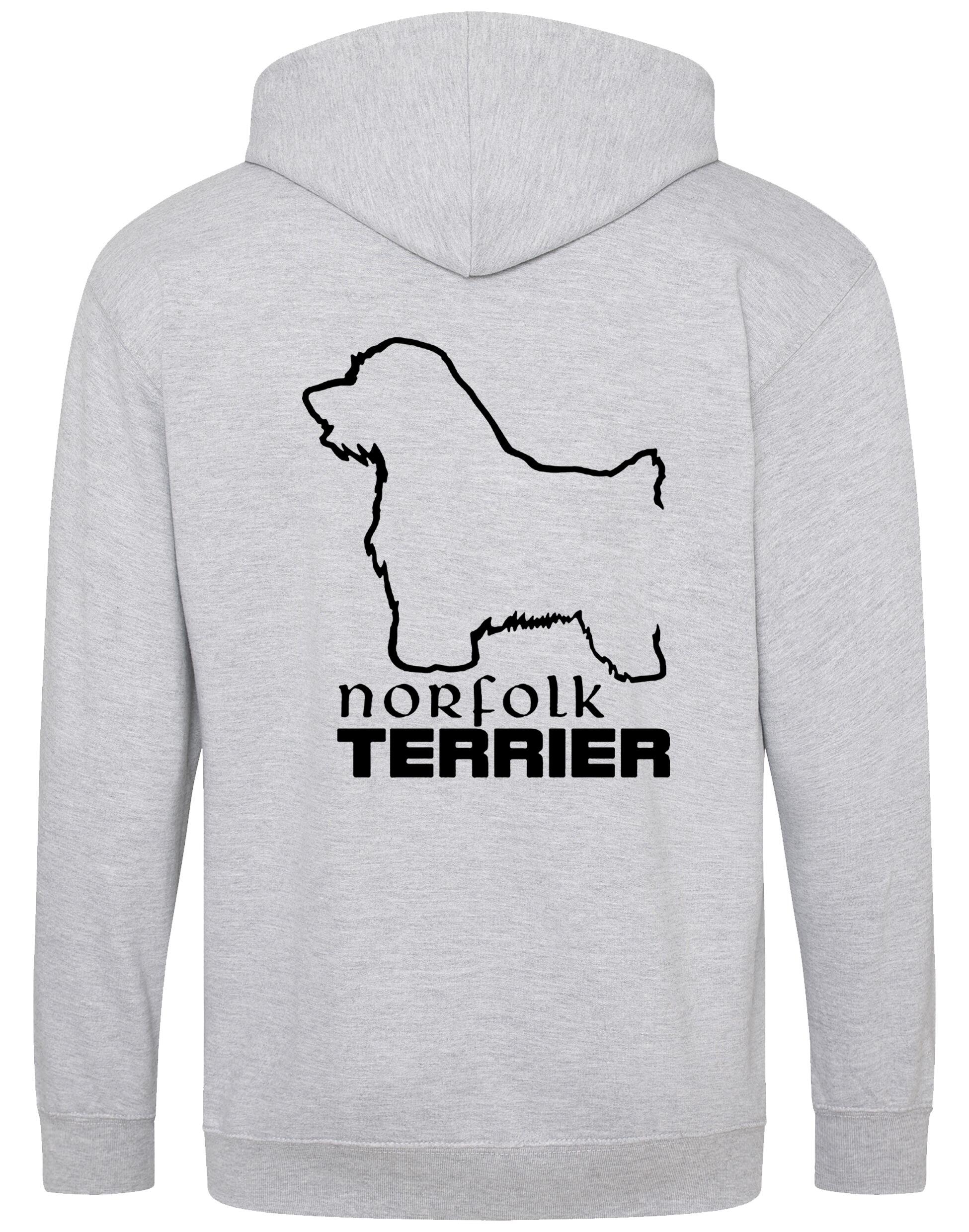 Norfolk Terrier Zipped Hoodie featuring exclusive breed artwork, heavy-blend fleece, full-zip closure, and spacious front pockets. Perfect for Norfolk Terrier lovers seeking warmth, comfort, and style.