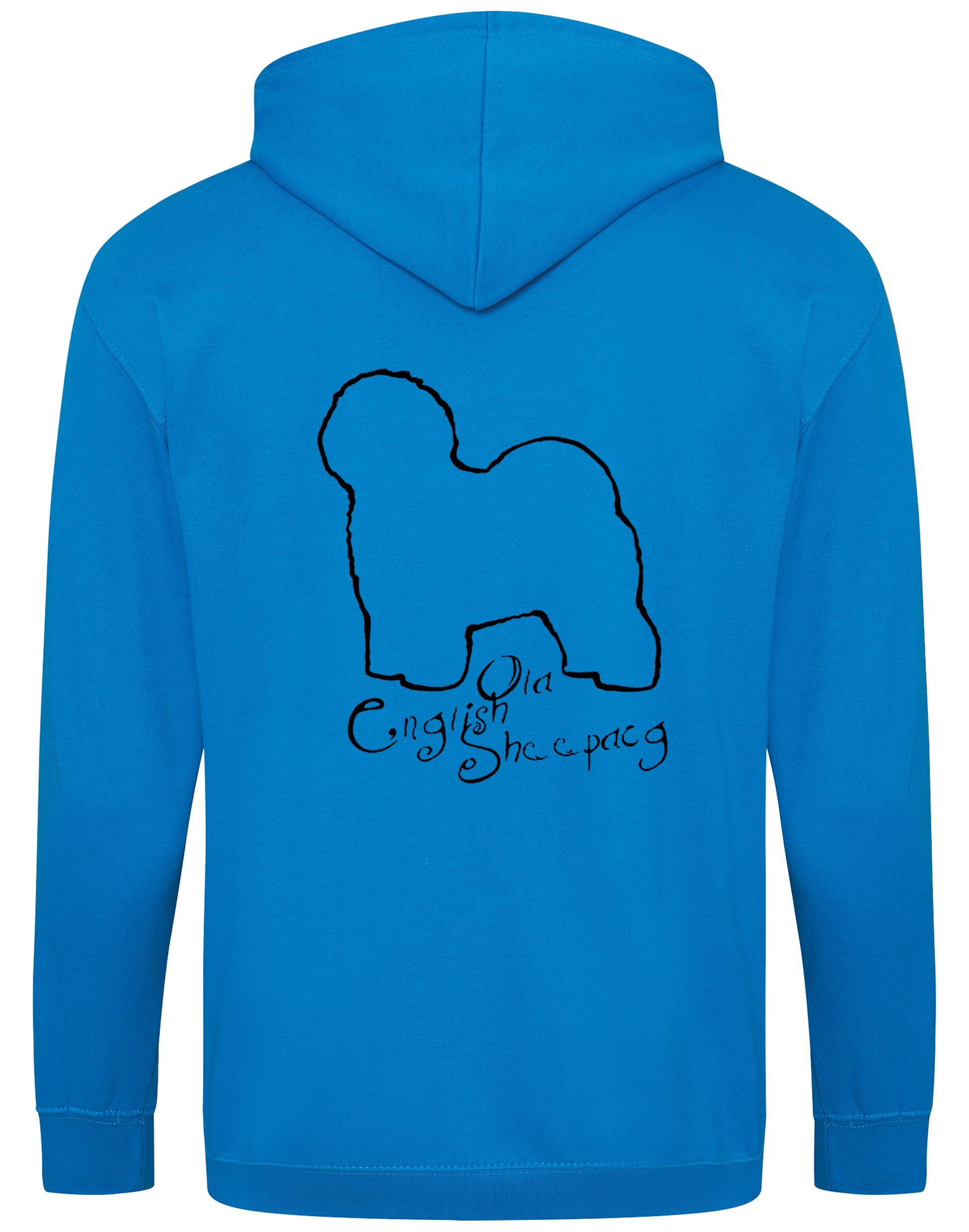 Old English Sheepdog Zipped Hoodie – cozy, fleece-lined, featuring exclusive breed artwork. A stylish and comfortable choice for dog lovers and breed enthusiasts.
