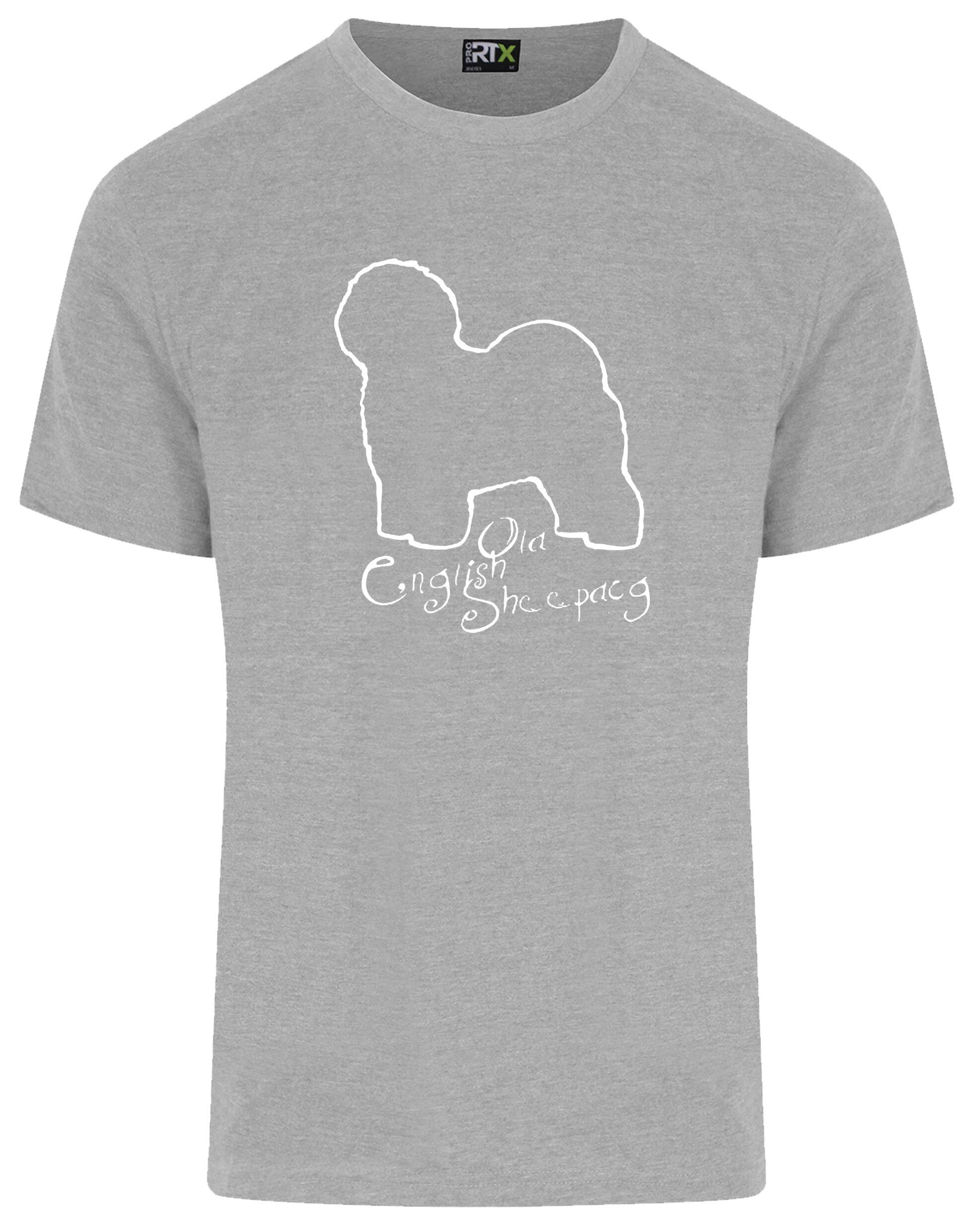 Old English Sheepdog Unisex Roundneck T-shirt – lightweight cotton fabric, relaxed fit, and exclusive breed artwork. A comfortable and stylish choice for dog lovers.