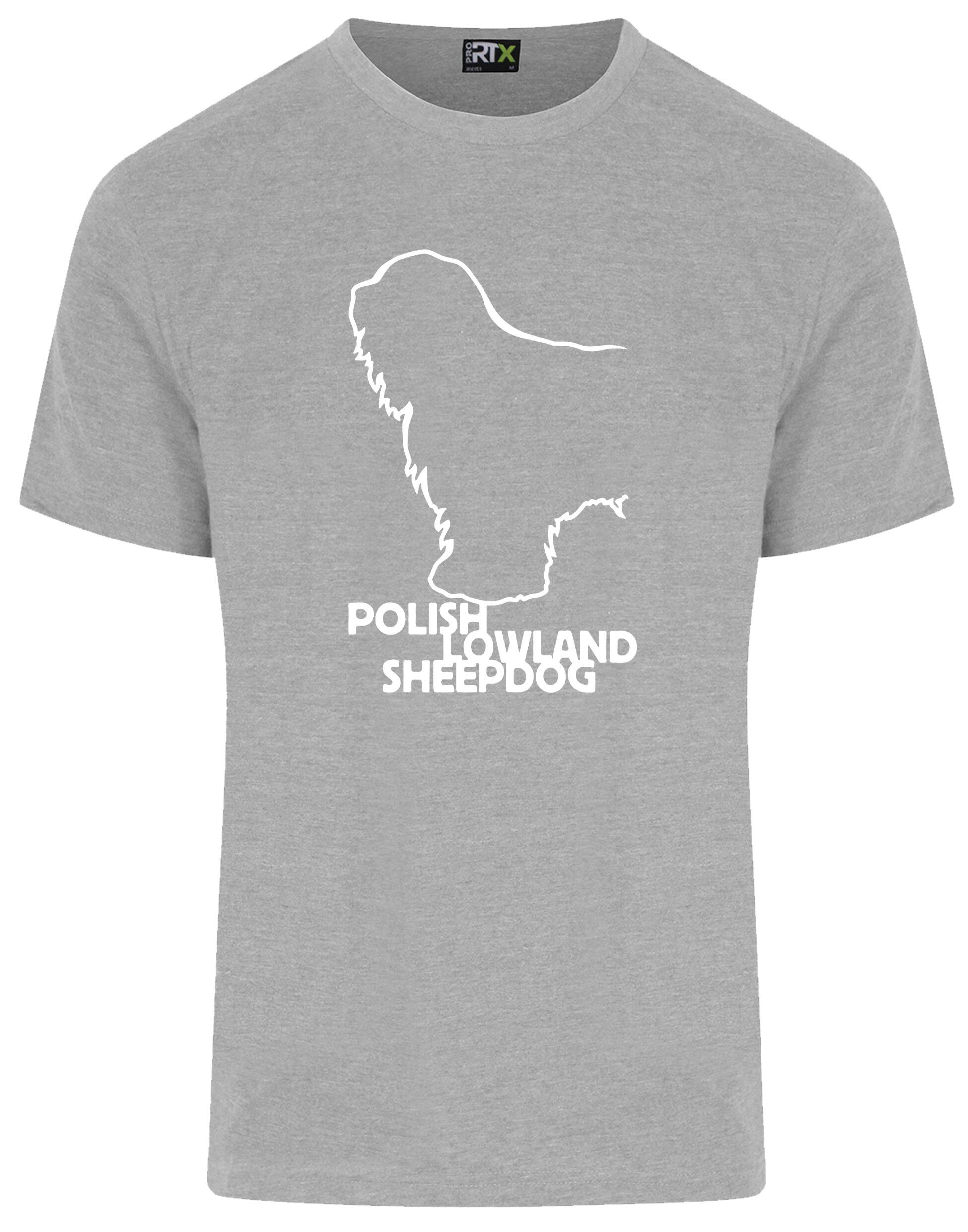Polish Lowland Sheepdog Unisex Roundneck T-Shirt featuring exclusive breed artwork, a classic round neckline, and soft breathable cotton fabric for everyday comfort and style.