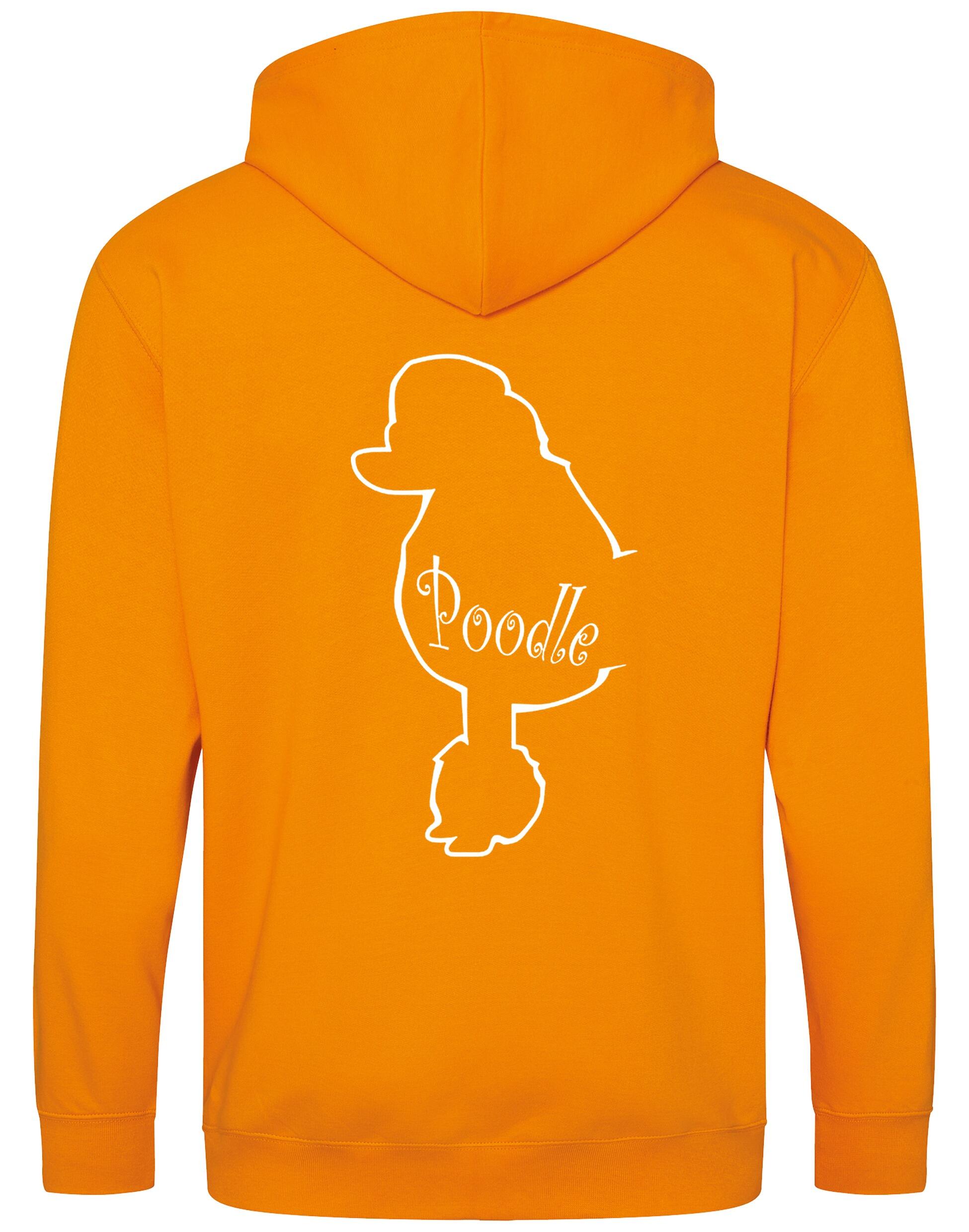 Poodle Zipped Hoodie featuring exclusive breed artwork, full-zip closure, and soft fleece interior for stylish comfort.