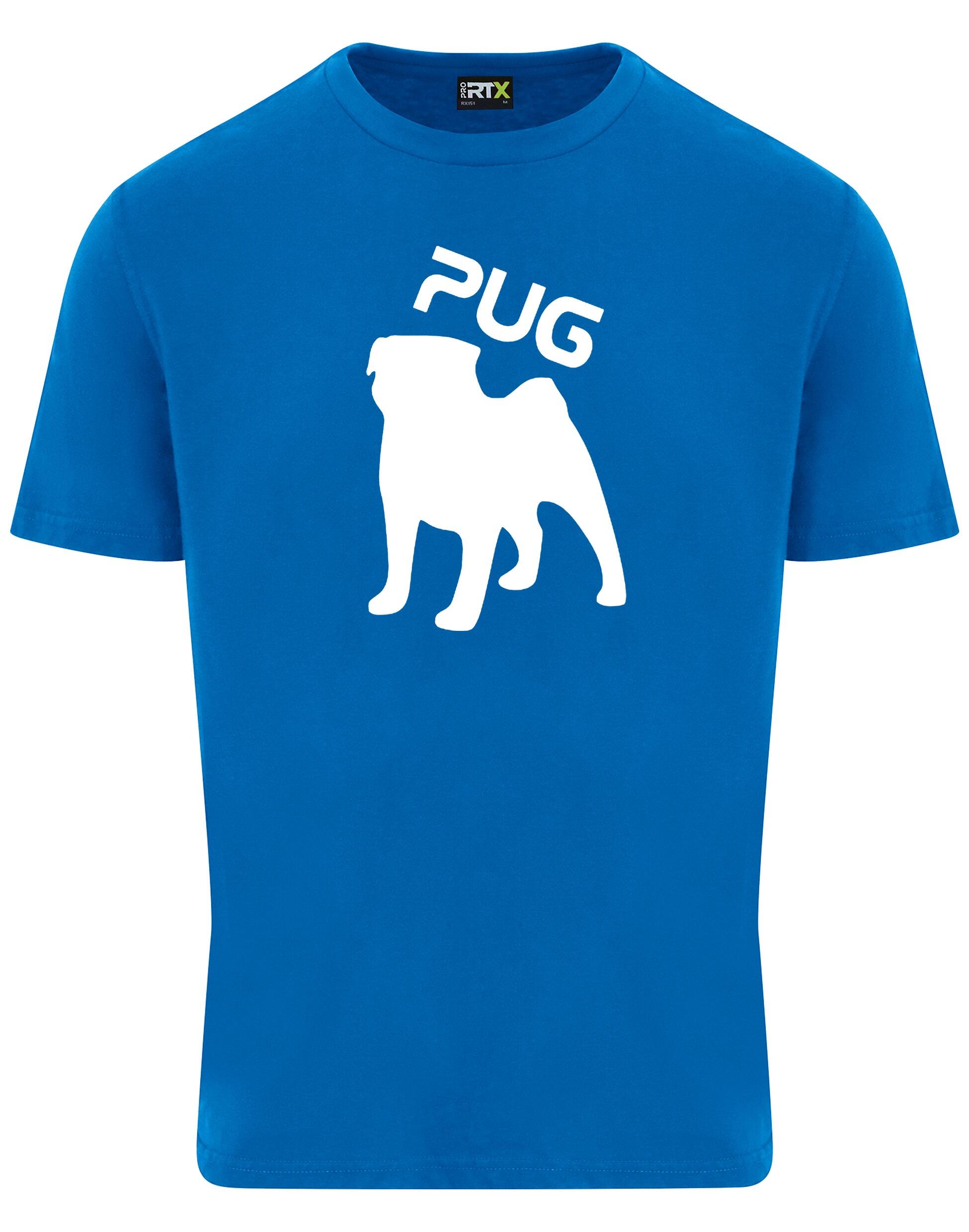Unisex Pug (Silhouette) Roundneck T-shirt featuring exclusive silhouette artwork, crafted from premium breathable cotton for all-day comfort and a relaxed, stylish fit, perfect for Pug enthusiasts.