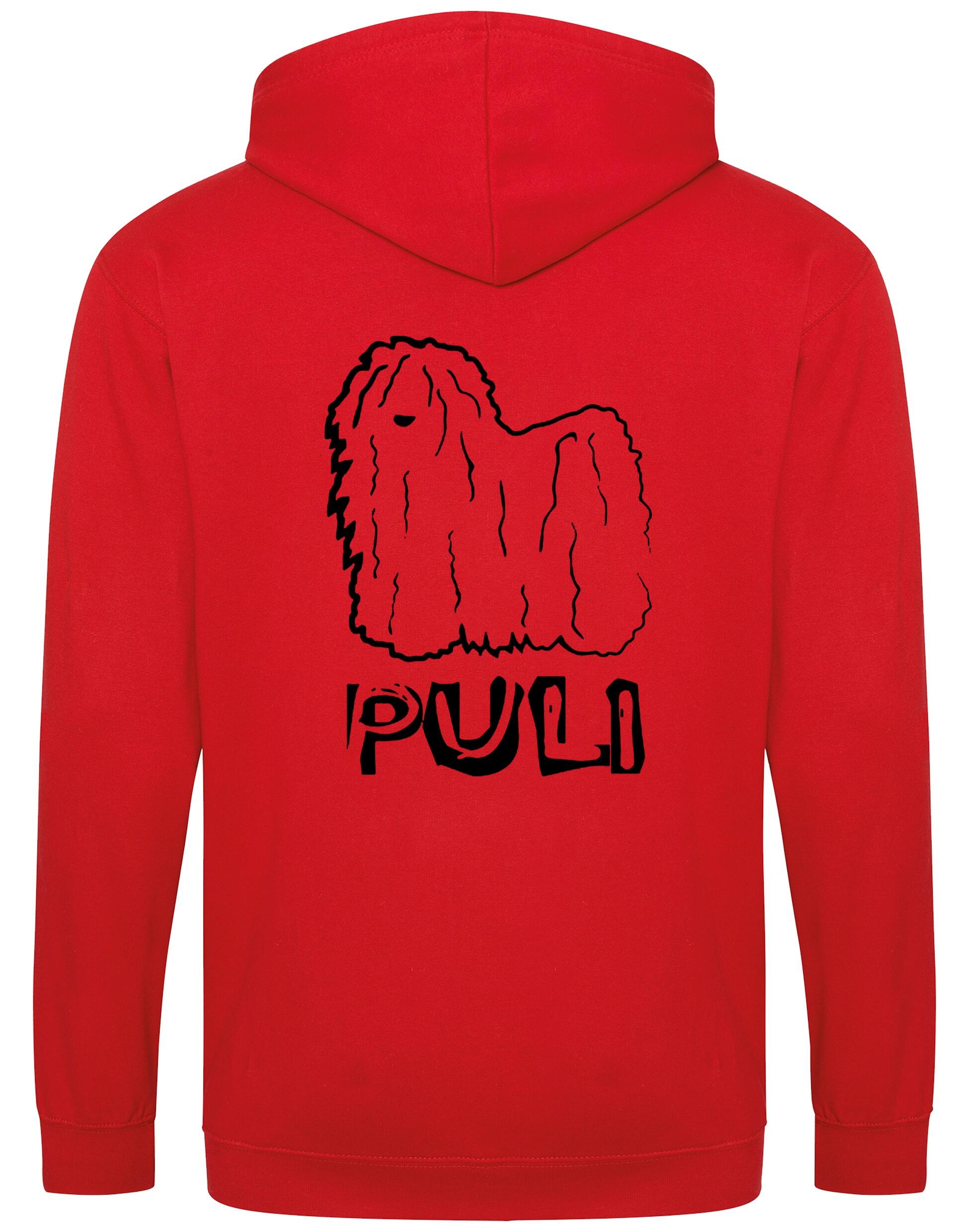 Unisex Hungarian Puli Zipped Hoodie featuring exclusive breed artwork with personalization options, crafted from heavy-blend fabric with a cozy brushed fleece interior, a full-zip closure, and a spacious kangaroo pocket for stylish, comfortable outdoor wear.