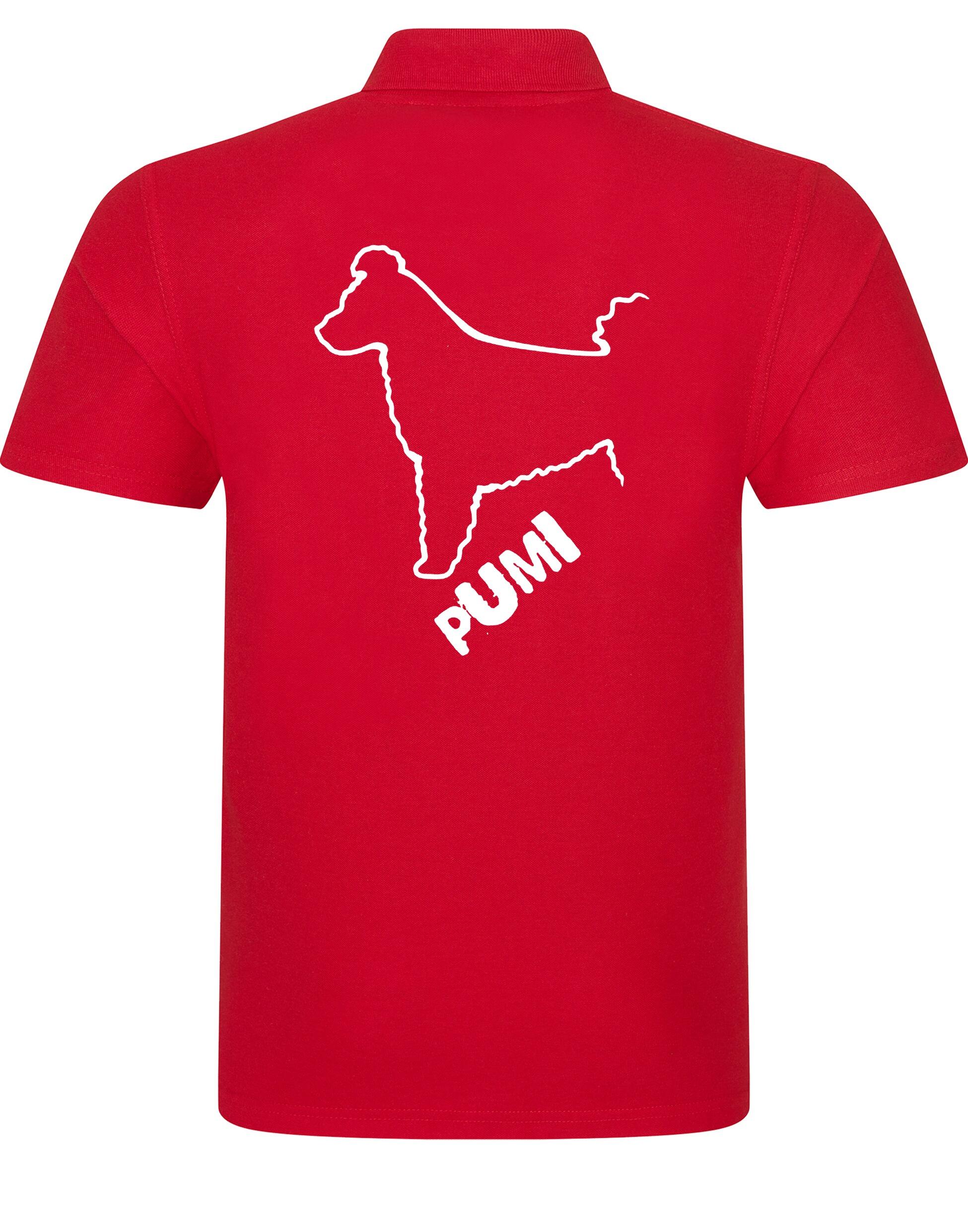 Unisex Hungarian Pumi Cotton Polo featuring exclusive breed artwork, crafted from premium breathable cotton for all-day comfort and a relaxed, stylish fit, perfect for Hungarian Pumi enthusiasts.