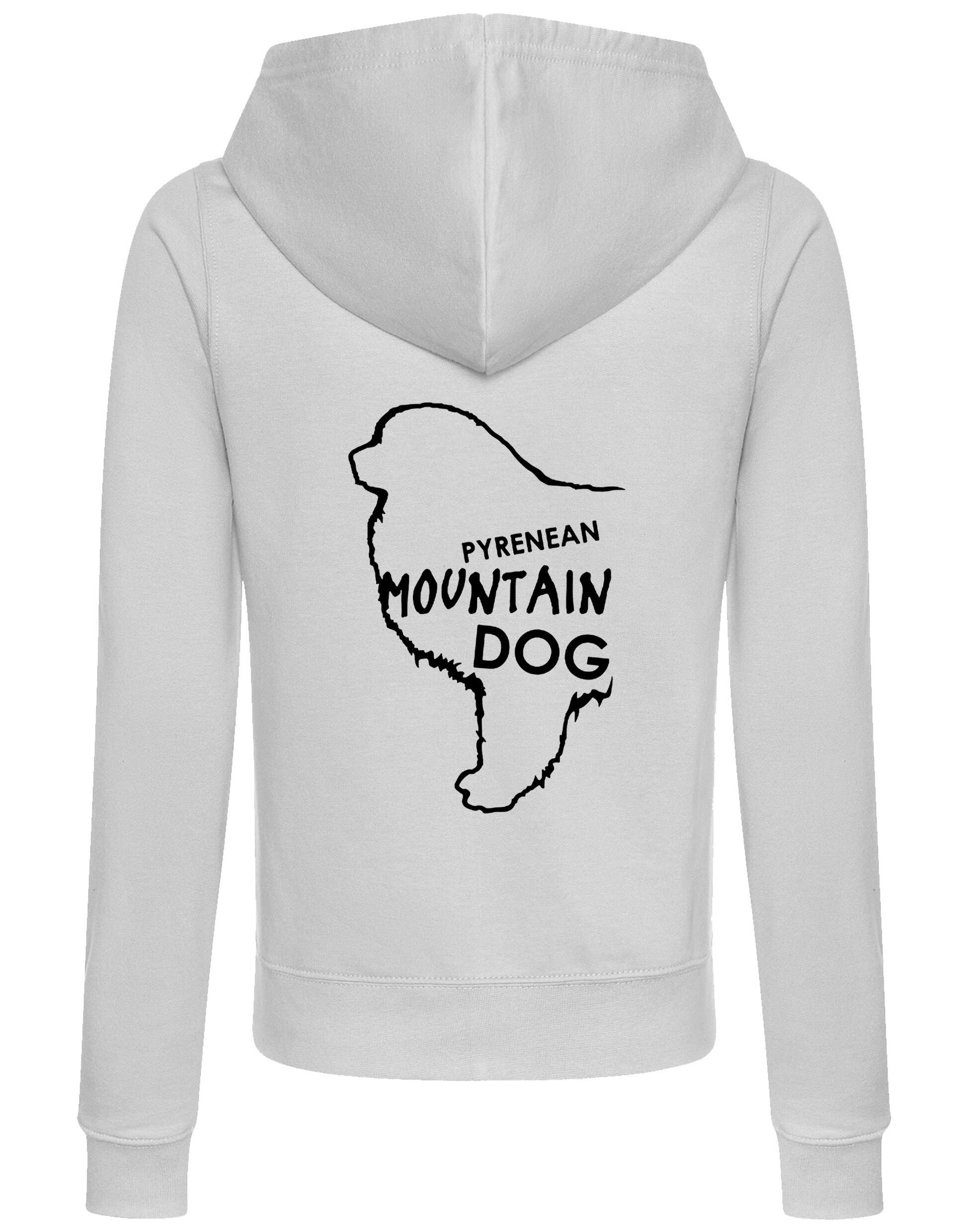Women's Pyrenean Mountain Dog Zipped Hoodie featuring exclusive breed artwork with personalization options, crafted from premium breathable materials for all-day comfort and a flattering feminine fit, perfect for dog events and outdoor adventures.
