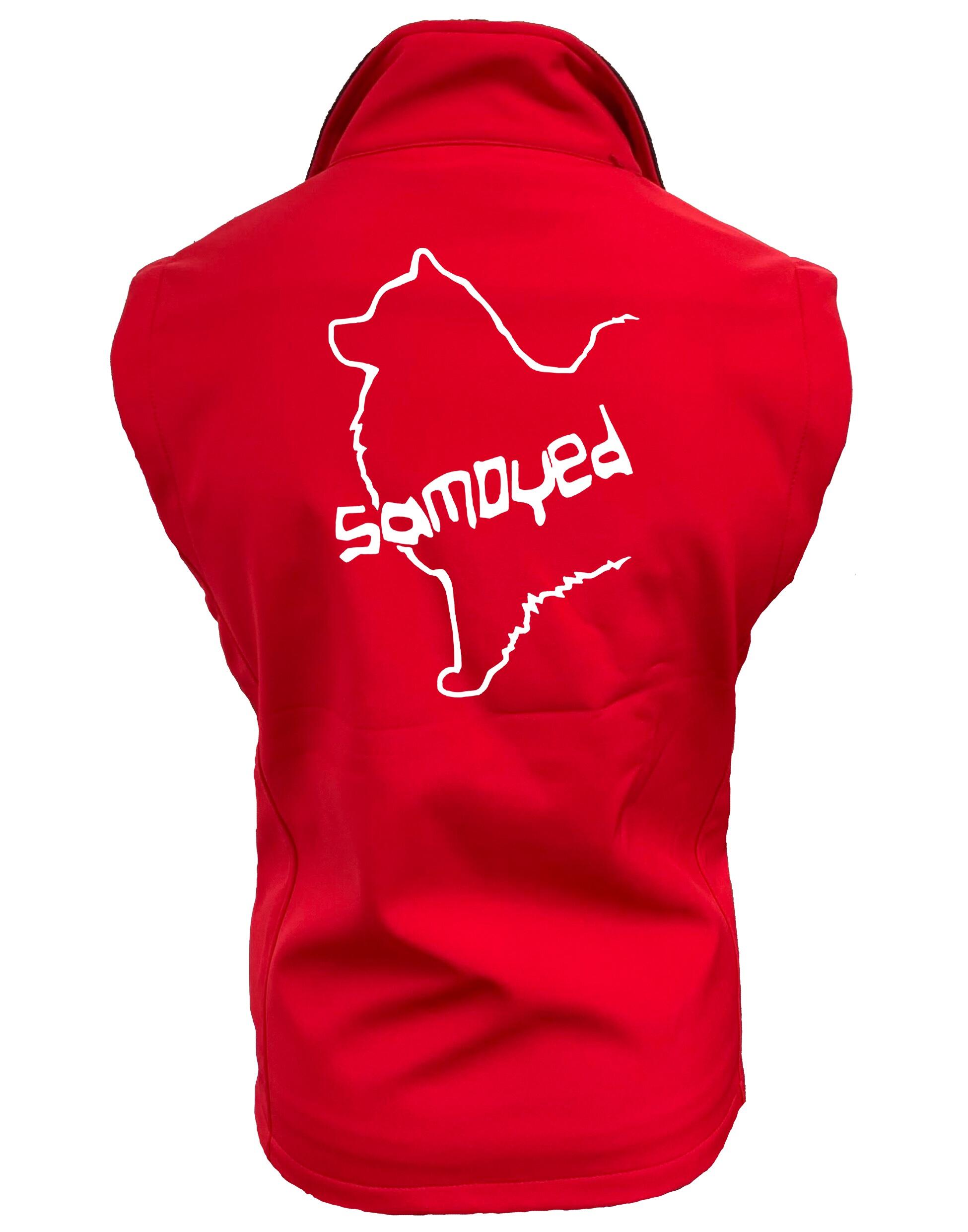 Samoyed Women’s Softshell Jacket featuring exclusive breed artwork, water-resistant fabric, soft fleece lining, flattering feminine fit, and polished style for Samoyed enthusiasts.