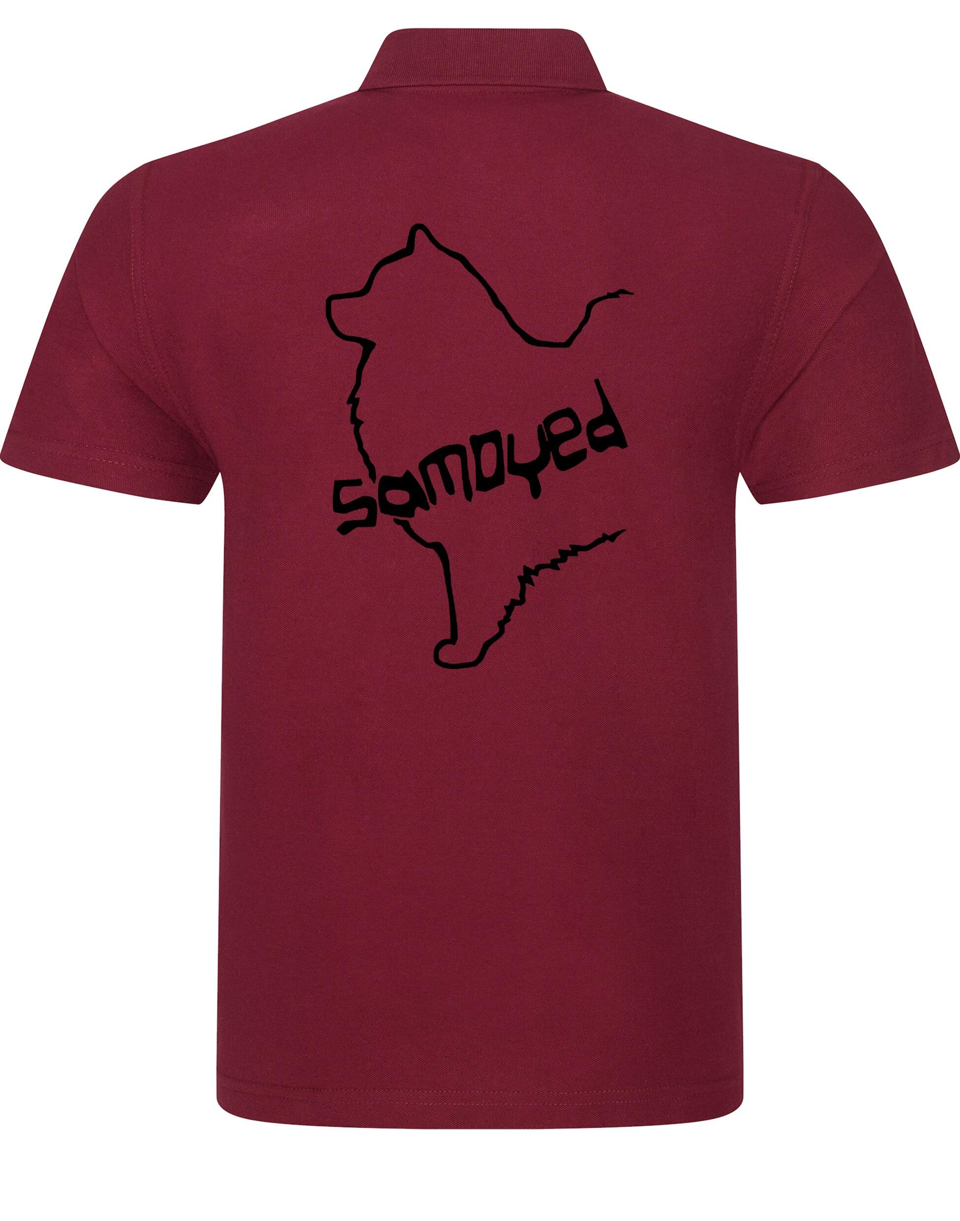 Samoyed Unisex Cotton Polo featuring exclusive breed artwork, breathable soft cotton, relaxed unisex fit, and classic polo collar for stylish comfort and breed pride.