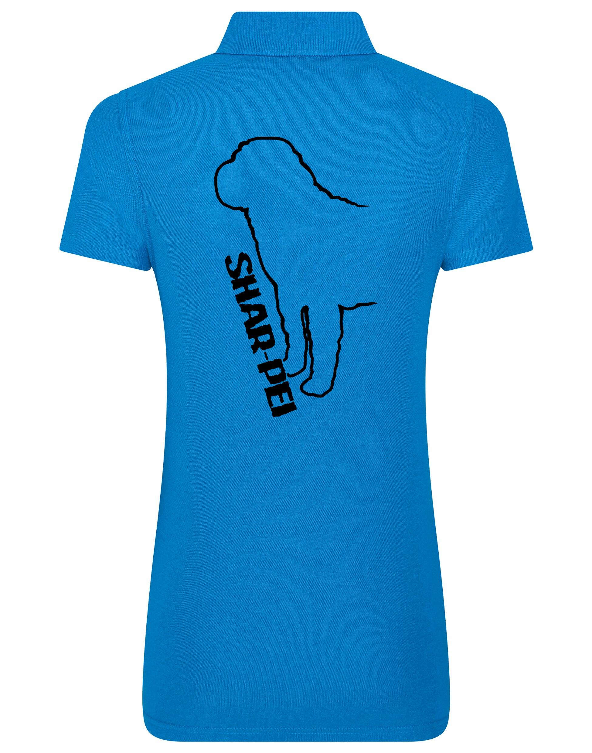 Women's Cotton Polo featuring exclusive Shar Pei graphic design.
