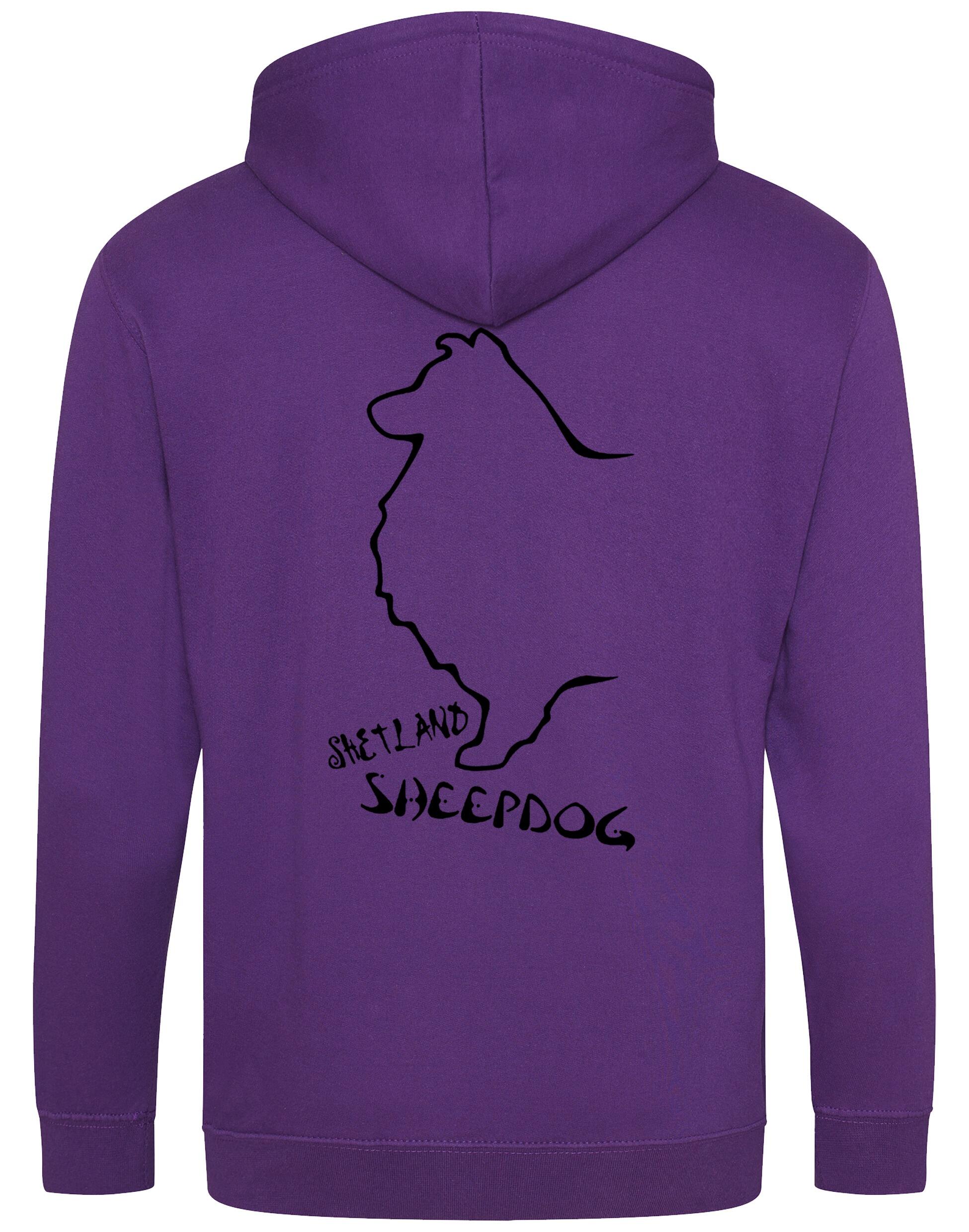 Shetland Sheepdog Zipped Hoodie featuring exclusive Sheltie graphic design.