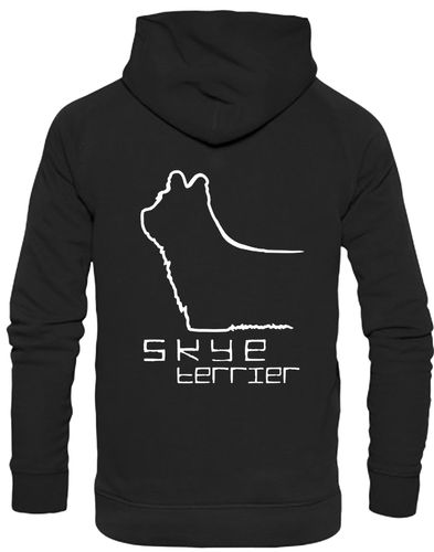 Pullover hoodie featuring exclusive Skye Terrier artwork on the back and paw prints on the front, with a brushed fleece interior, double-fabric hood, and kangaroo pocket. Ideal for Skye Terrier lovers seeking comfort and style.