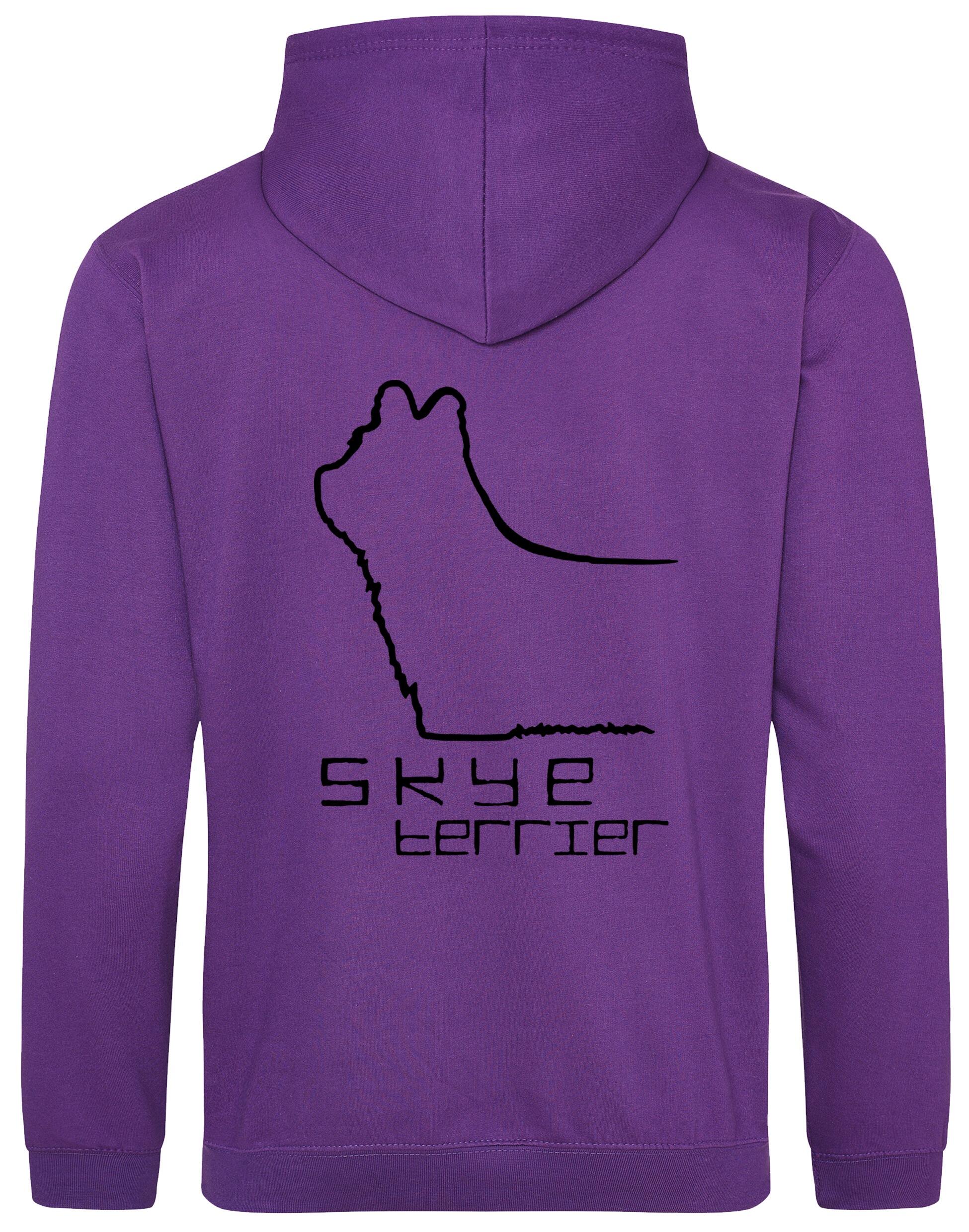 Pullover hoodie featuring exclusive Skye Terrier artwork on the back and paw prints on the front, with a brushed fleece interior, double-fabric hood, and kangaroo pocket. Ideal for Skye Terrier lovers seeking comfort and style.
