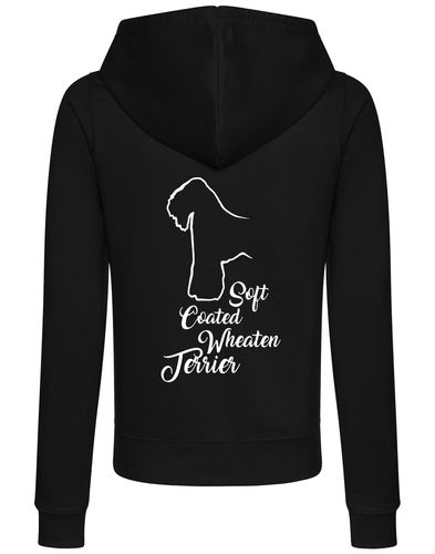 Women’s zipped hoodie with Soft Coated Wheaten Terrier design, full-zip front and hood, tailored feminine fit with pockets