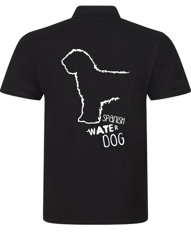 Unisex Cotton Polo with detailed Spanish Water Dog design on the back. Made from breathable cotton with a classic collar and relaxed fit. Ideal for dog events, outdoor adventures, and casual wear for breed lovers.