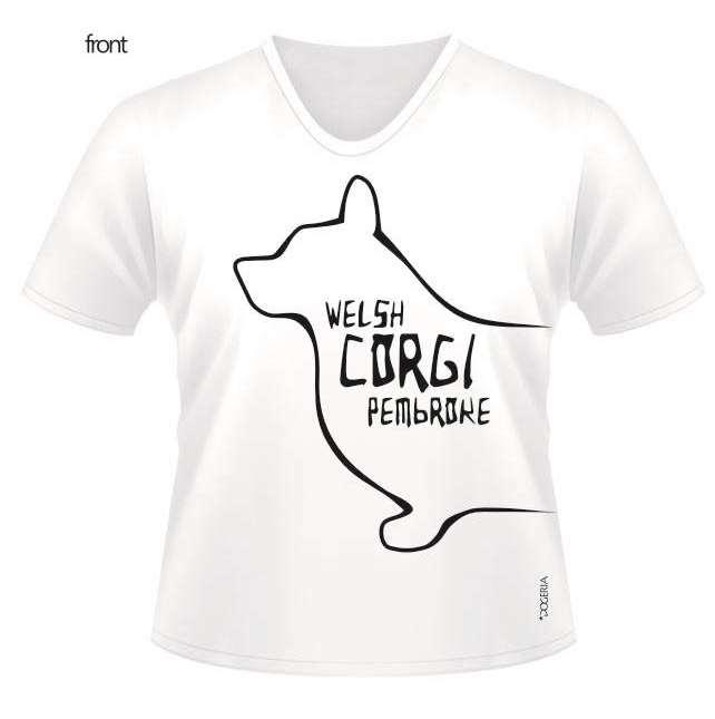 Corgi Pembroke (Outline) T-Shirt Women's V Neck Premium Cotton