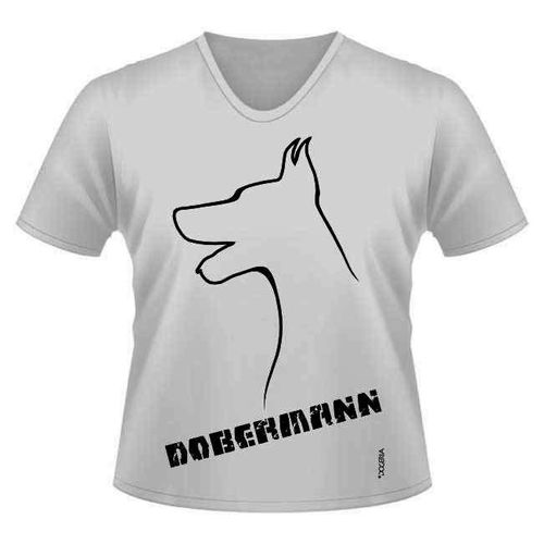 Dobermann T-Shirts Women's V Neck Premium Cotton