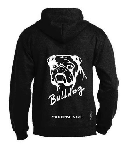 Bulldog - Head, Dog Breed Hoodies Full Zipped Women's & Men's Styles Exclusive Dogeria Design