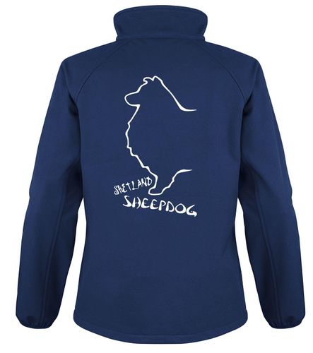 Shetland Sheepdog hoodie and softshell jacket with detailed breed design and personalisable name or logo options