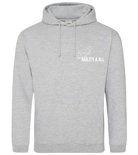 Agility 4 All - Official Clothing - Heather Grey Hoodie (Front with white Printed logo)