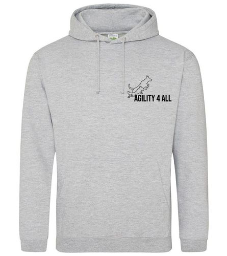 Agility 4 All - Official Clothing - Heather Grey Hoodie (Front with black Printed logo)