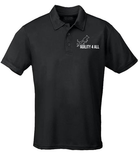 Agility 4 All Official Clothing - Black Unisex Cool Polo - White Printed Logo