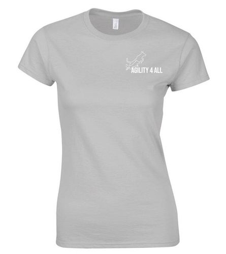 Agility 4 All Official Clothing - Sports Grey Female T-Shirt - White Printed Logo