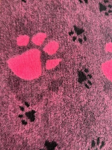 Dogeria Bedding for Dogs Rubber Backed Dark Purple with Small and Large Paws