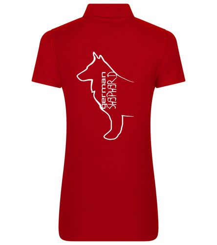 Female German Shepherd Polo Shirt Red (White)