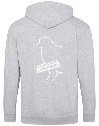 Unisex Australian Shepherd Zipped Hoodie Heather Grey (White)