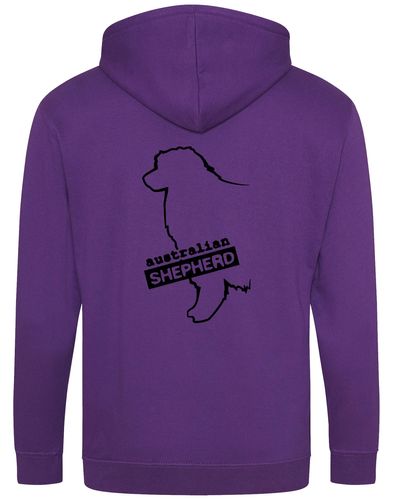 Unisex Australian Shepherd Zipped Hoodie Purple (Black)