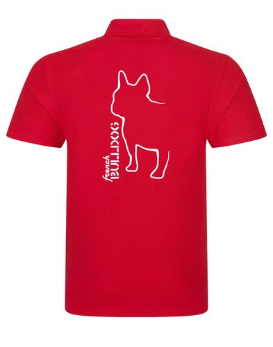 Female French Bulldog Outline Polo Shirt Red White