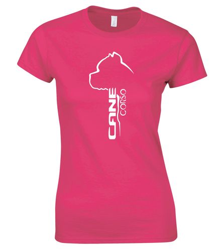 Female Cane Corso Roundneck T-Shirt Pink (White)