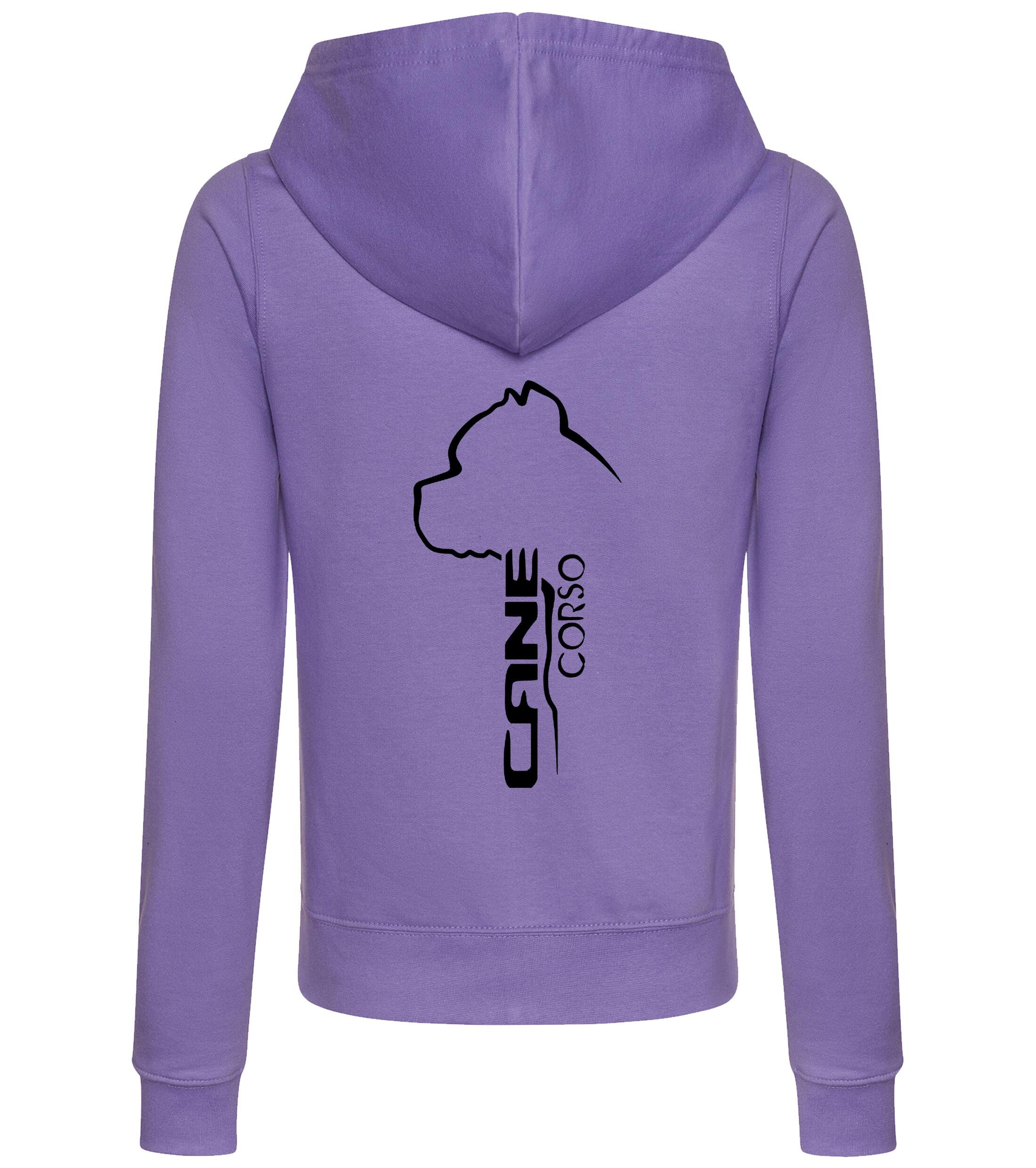 Female Cane Corso Zipped Hoodie Lavender Black