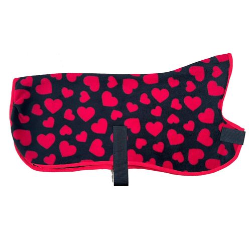 Black with Red Hearts Fleece Buddie (Red Inner)