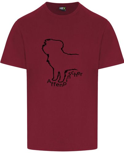 Unisex Affenpinscher Roundneck T-Shirt Burgundy (Black)