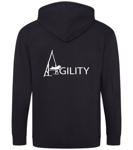 Unisex Agility Zipped Hoodie Black (White)