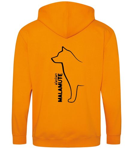 Unisex Alaskan Malamute Zipped Hoodie Orange Crush (Black)