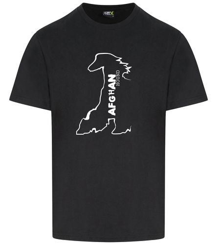 Unisex Afghan Hound Roundneck T-Shirt Black (White)