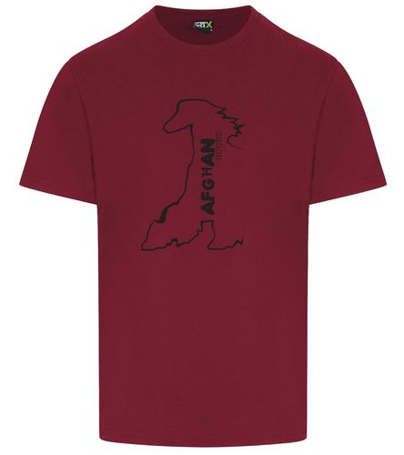 Unisex Afghan Hound Roundneck T-Shirt Burgundy (Black)