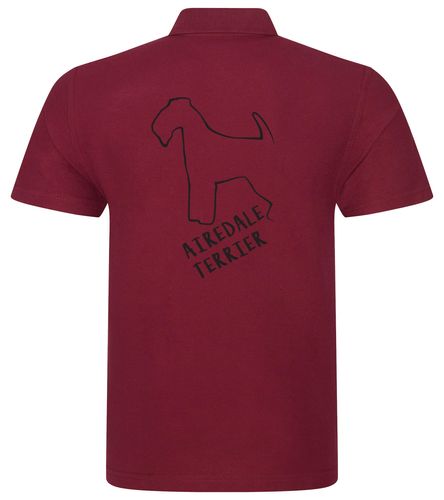 Unisex Airedale Terrier Polo Shirt Burgundy (Black)